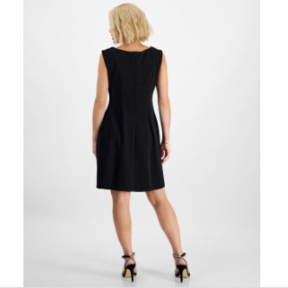 Connected Petite Embellished Scoop-Neck Dress - Black - Picture 2 of 4